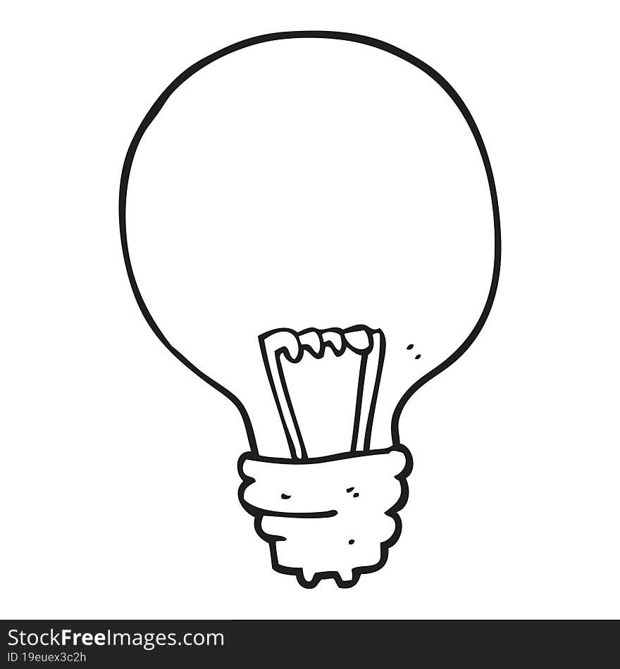 freehand drawn black and white cartoon light bulb