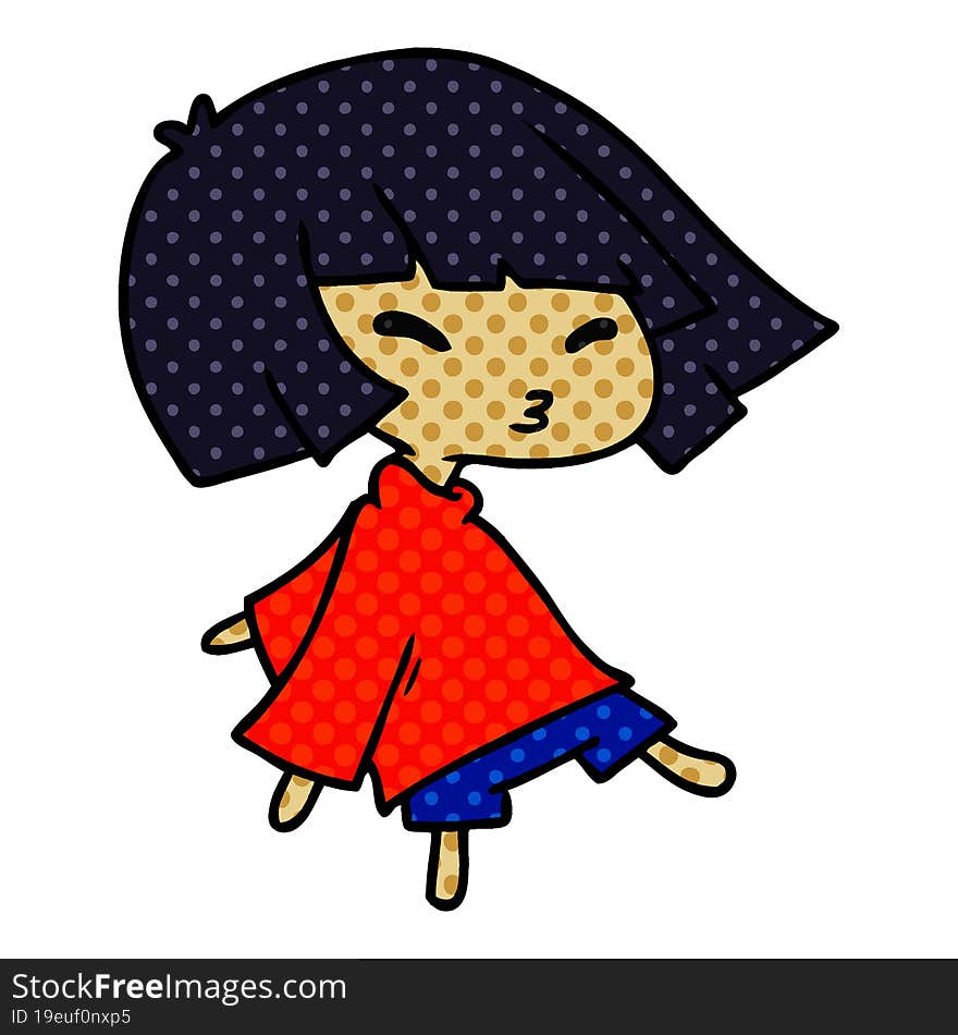 cartoon illustration of a cute kawaii girl. cartoon illustration of a cute kawaii girl