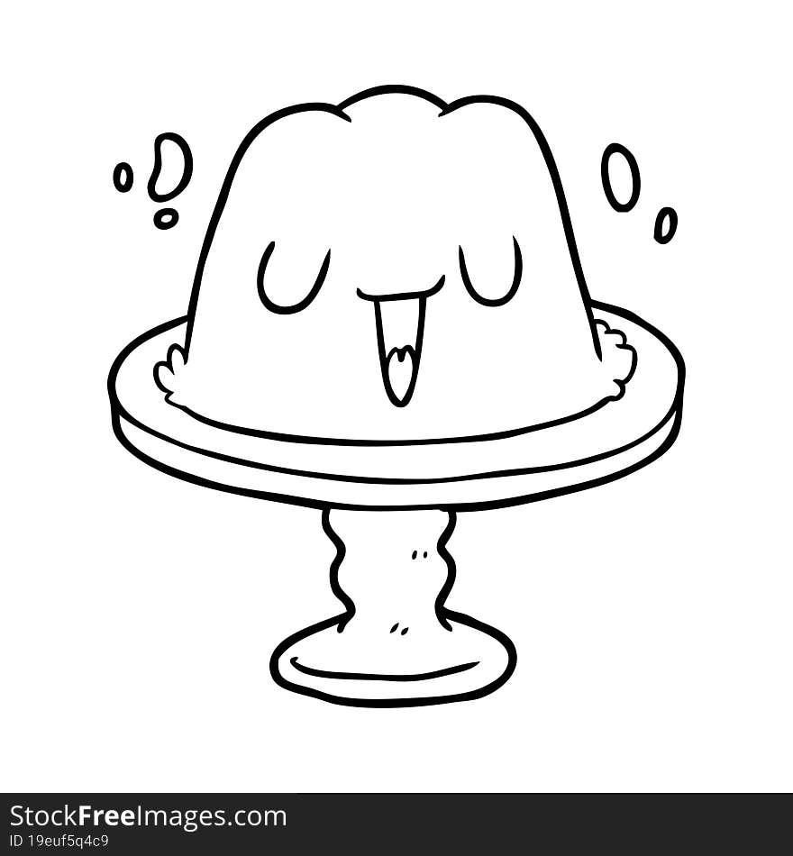 line drawing of a jelly on plate wobbling. line drawing of a jelly on plate wobbling