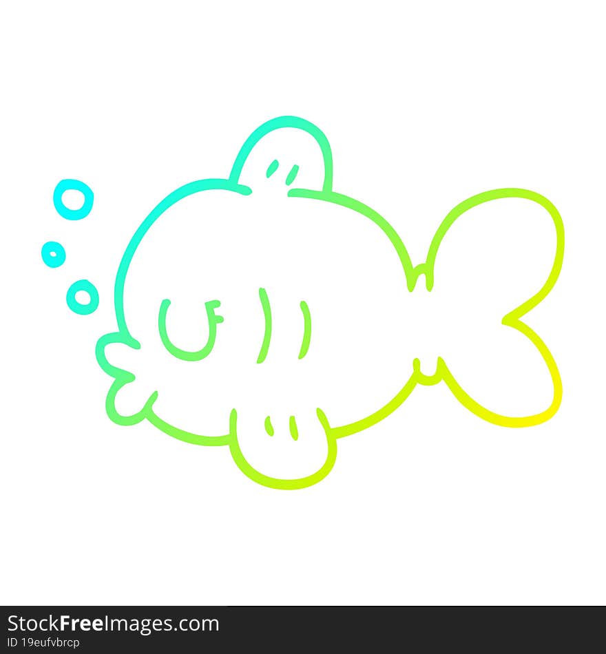 cold gradient line drawing cartoon fish swimming