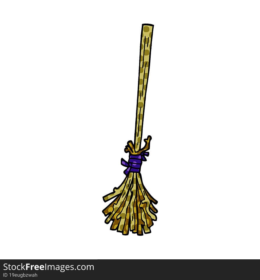 cartoon doodle magic broom