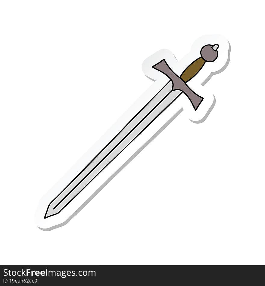 sticker of a quirky hand drawn cartoon sword