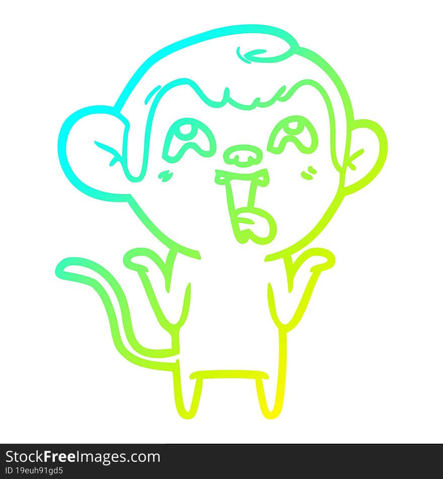 cold gradient line drawing crazy cartoon monkey