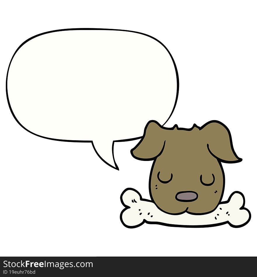 cartoon dog and bone and speech bubble