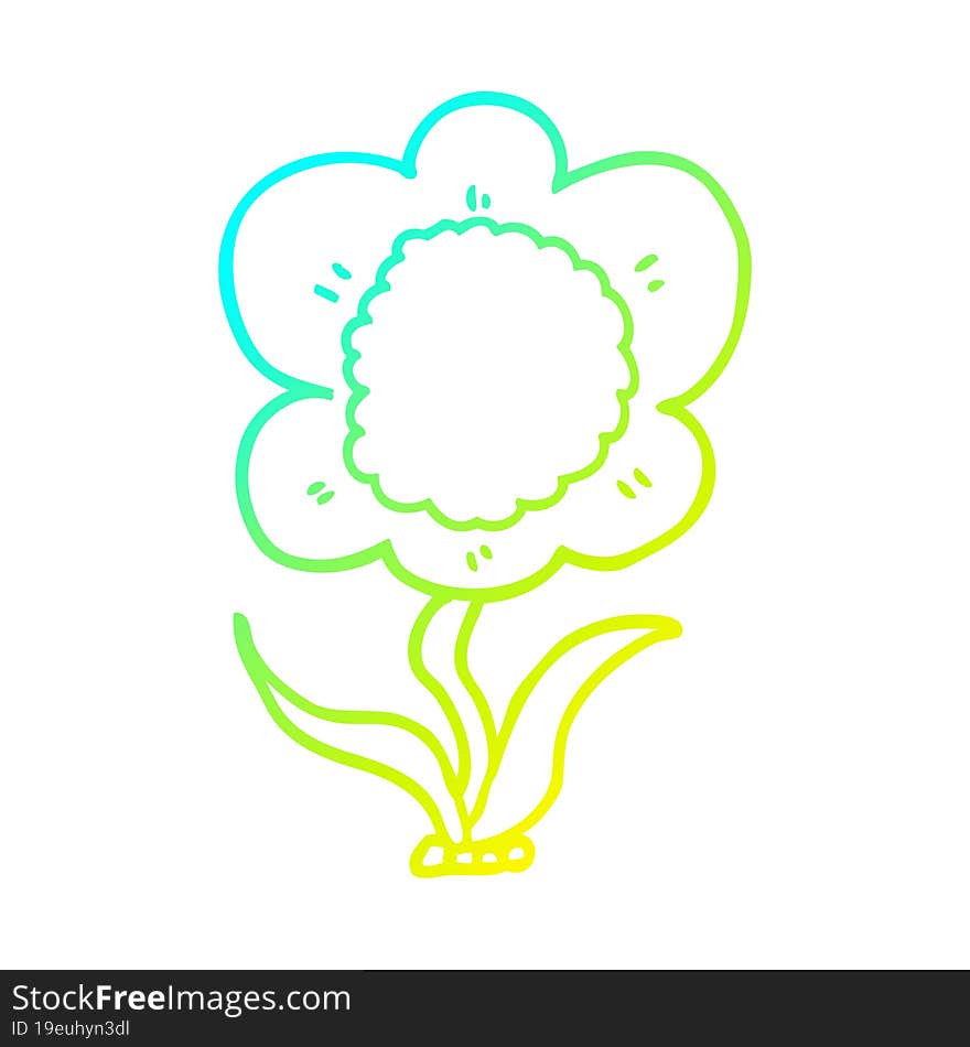 cold gradient line drawing of a cartoon flower