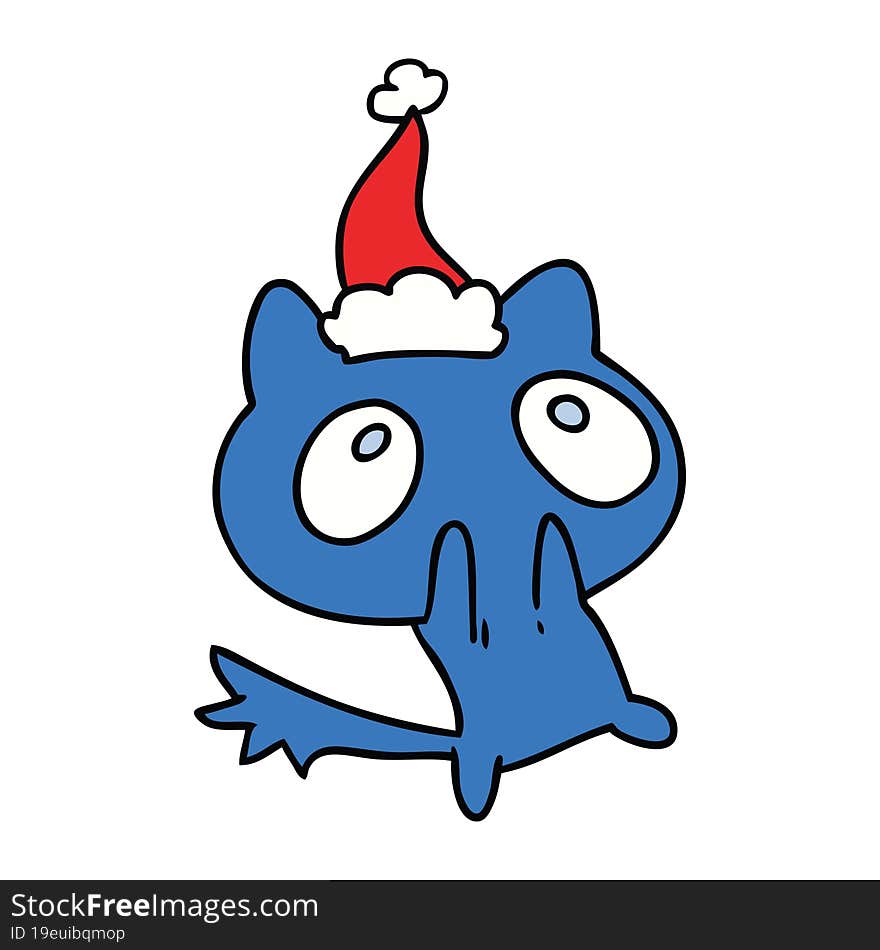 christmas cartoon of kawaii cat