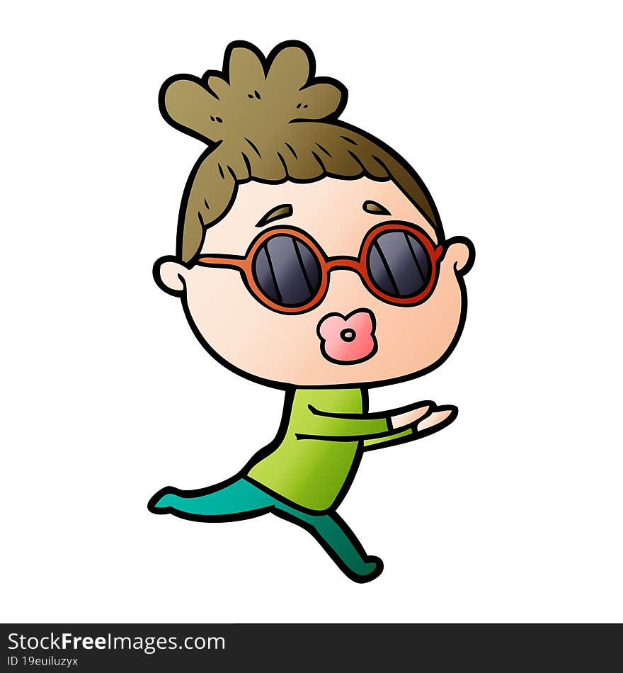 cartoon woman wearing sunglasses. cartoon woman wearing sunglasses