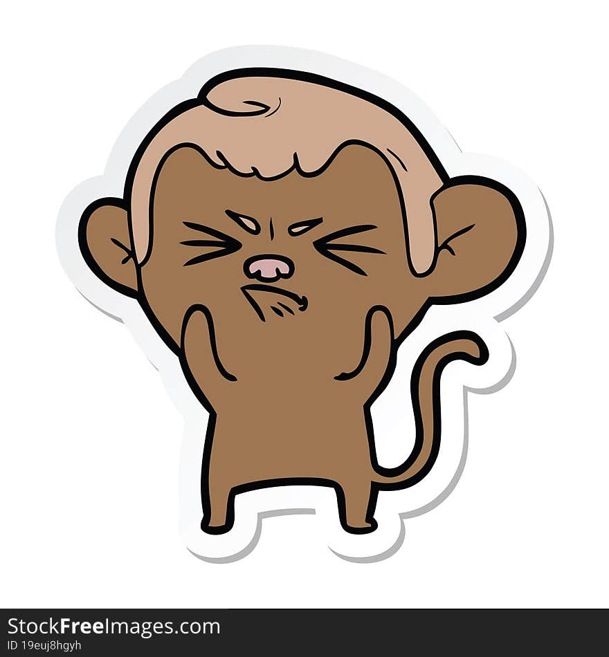 sticker of a cartoon annoyed monkey