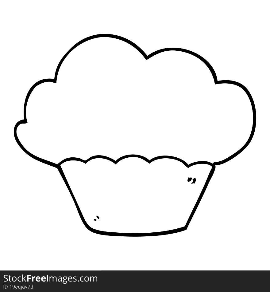 line drawing cartoon cupcake