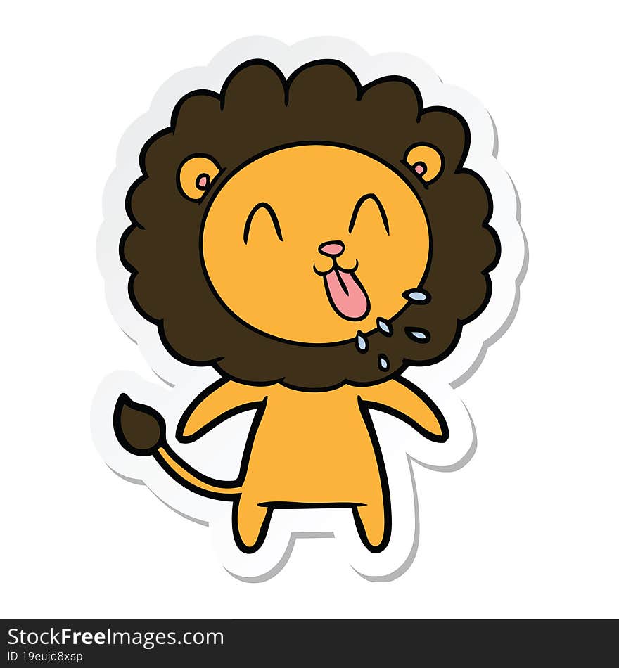 sticker of a happy cartoon lion