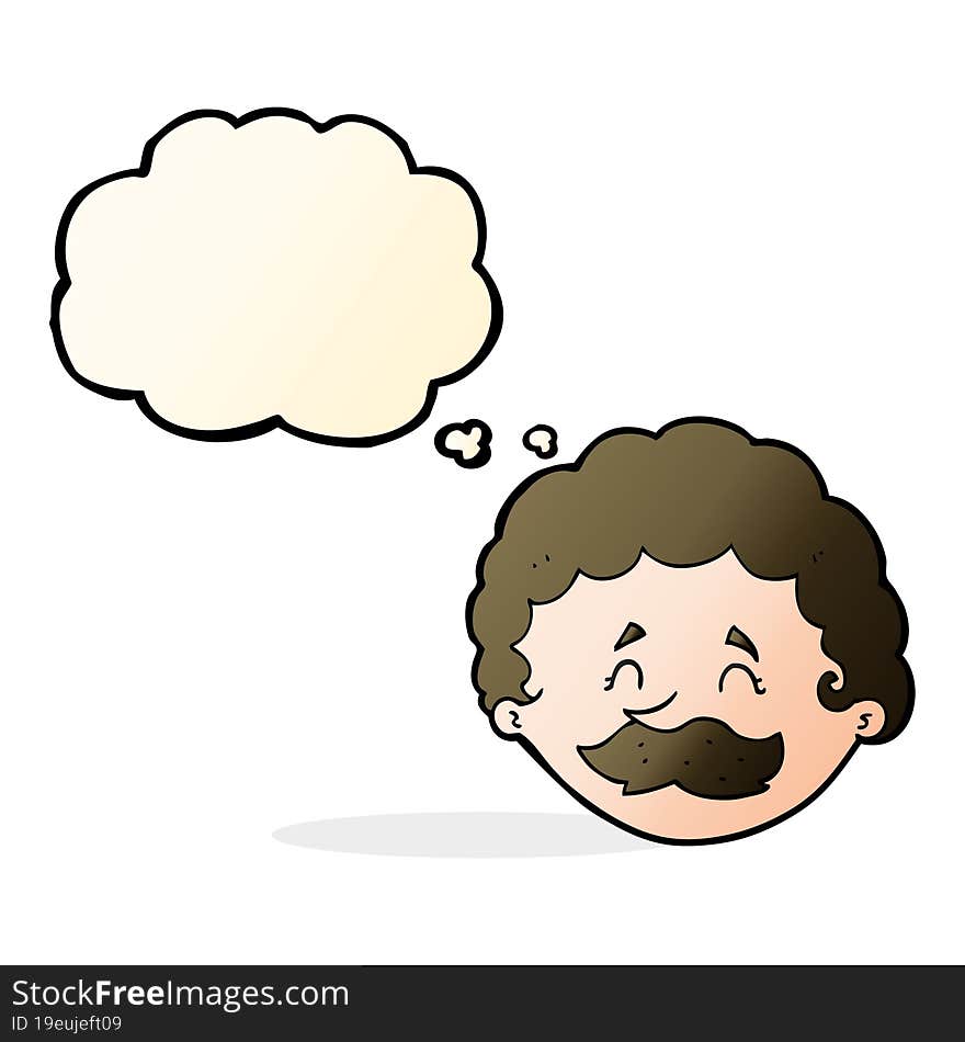 Cartoon Man With Mustache With Thought Bubble