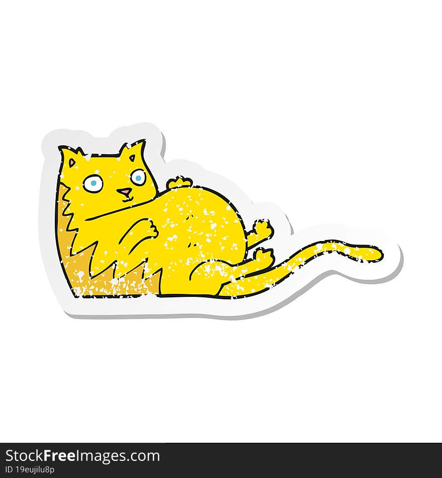 retro distressed sticker of a cartoon fat cat