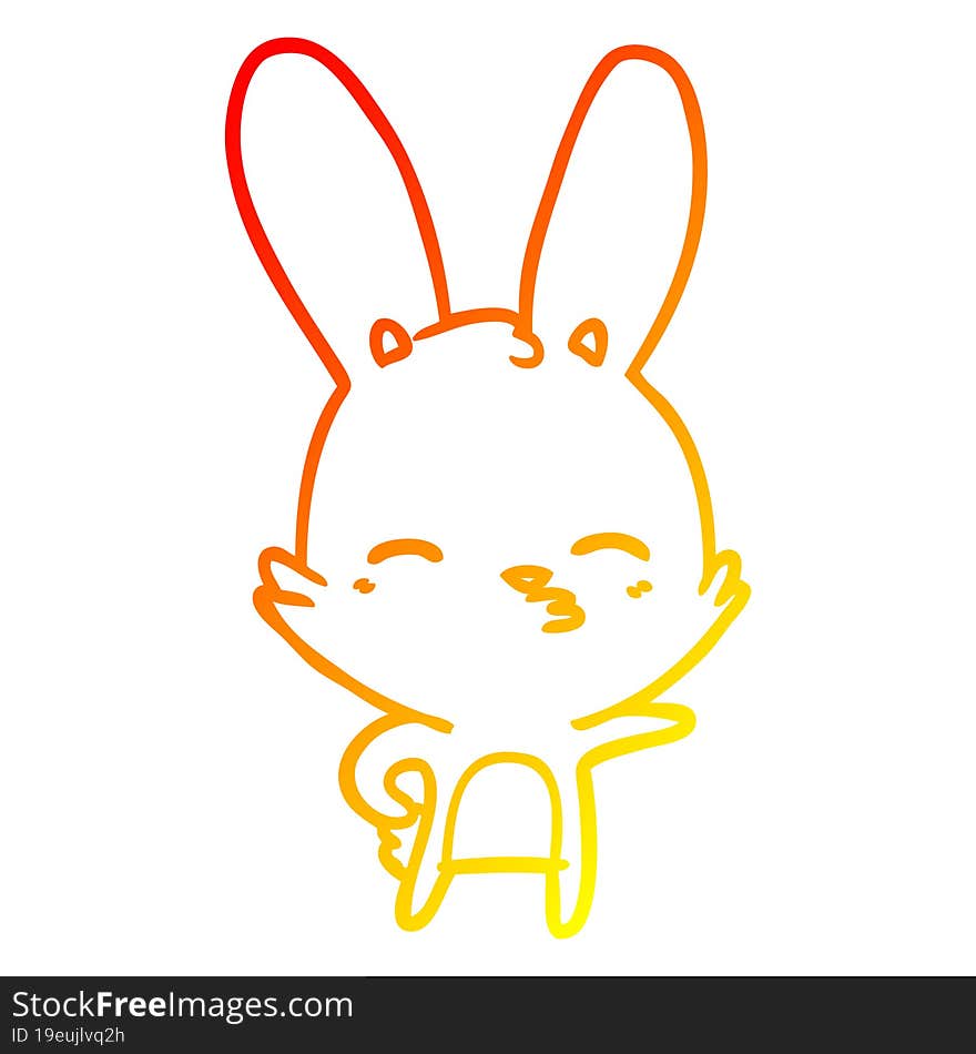 warm gradient line drawing curious bunny cartoon