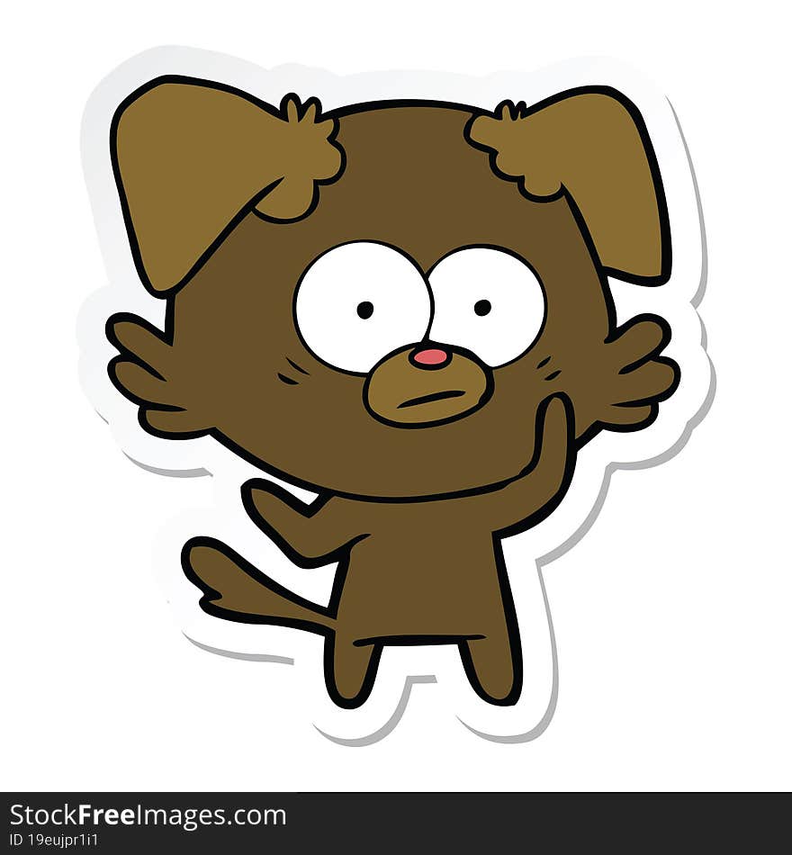 sticker of a nervous dog cartoon