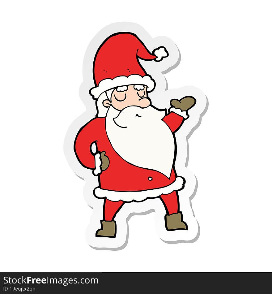 sticker of a cartoon santa claus