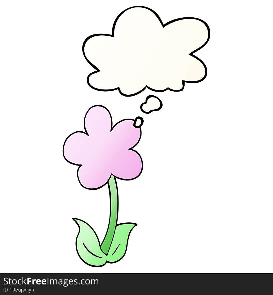 cute cartoon flower and thought bubble in smooth gradient style