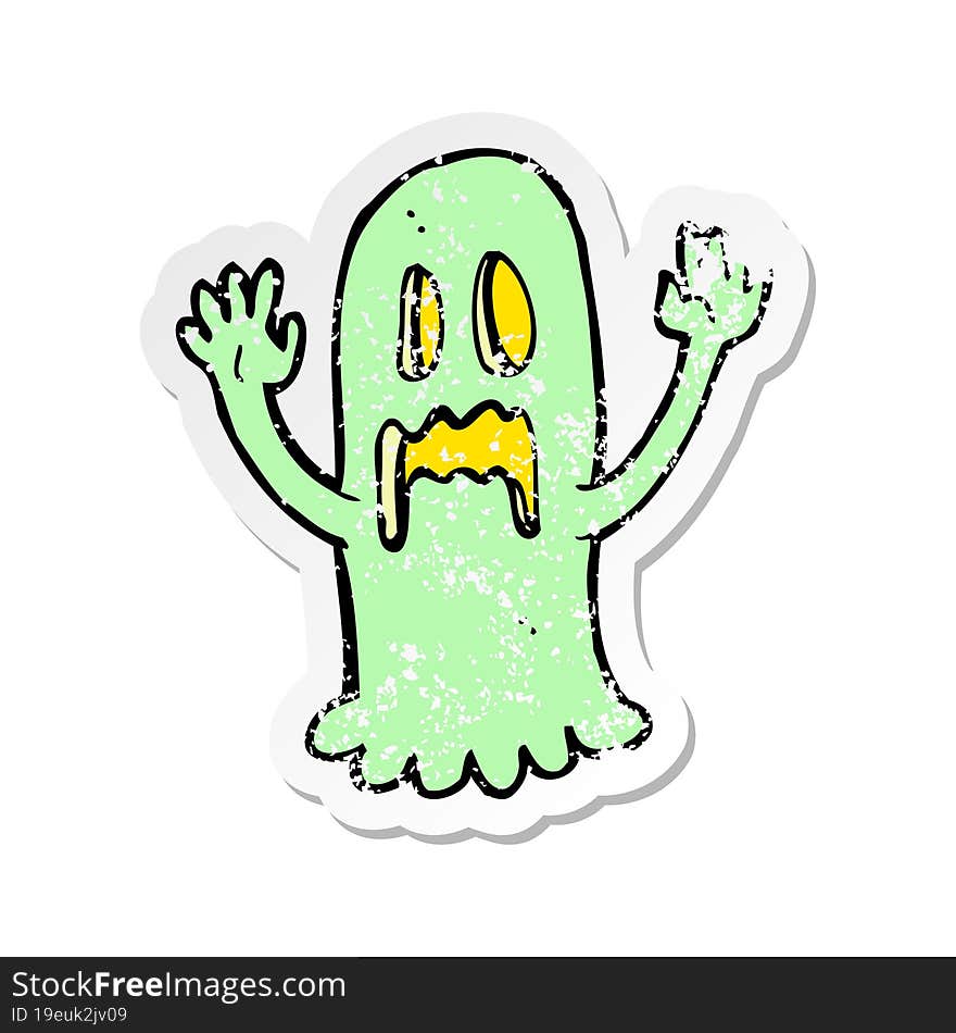 Retro Distressed Sticker Of A Cartoon Spooky Ghost