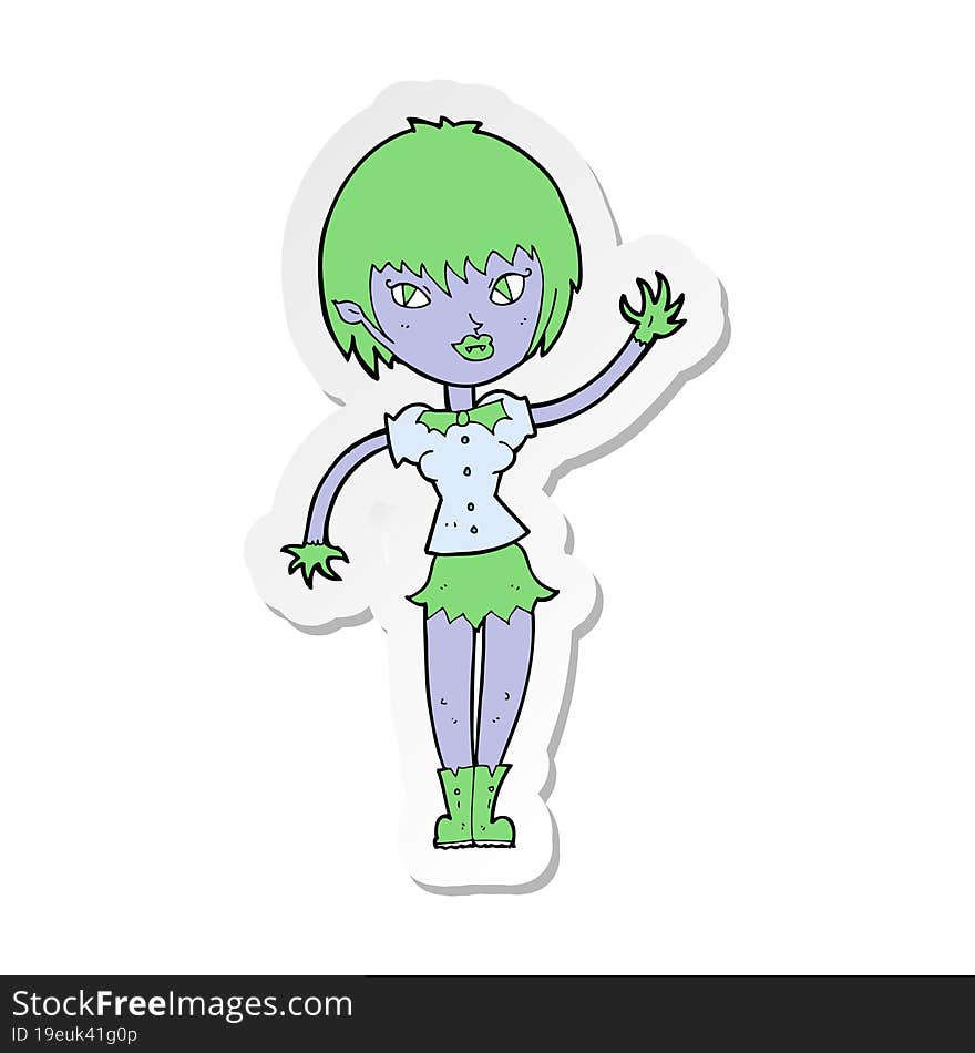 sticker of a cartoon vampire girl