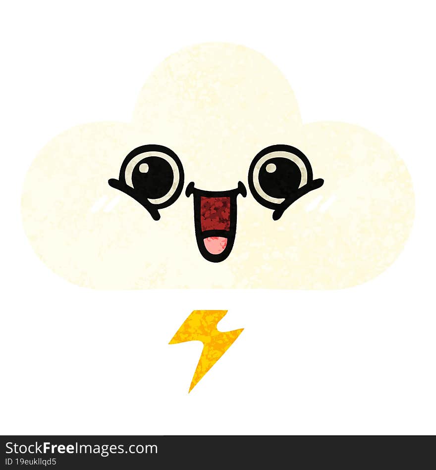 retro illustration style cartoon of a storm cloud