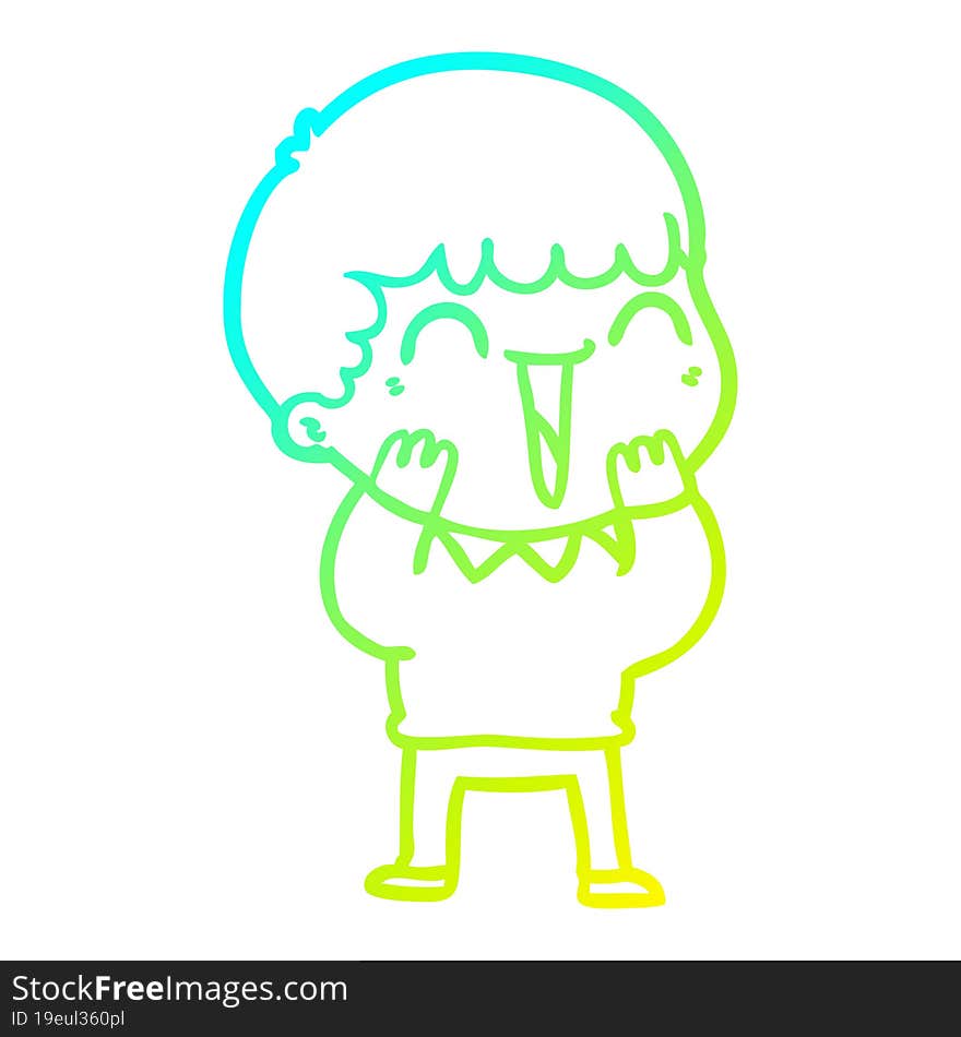 Cold Gradient Line Drawing Cartoon Happy Man