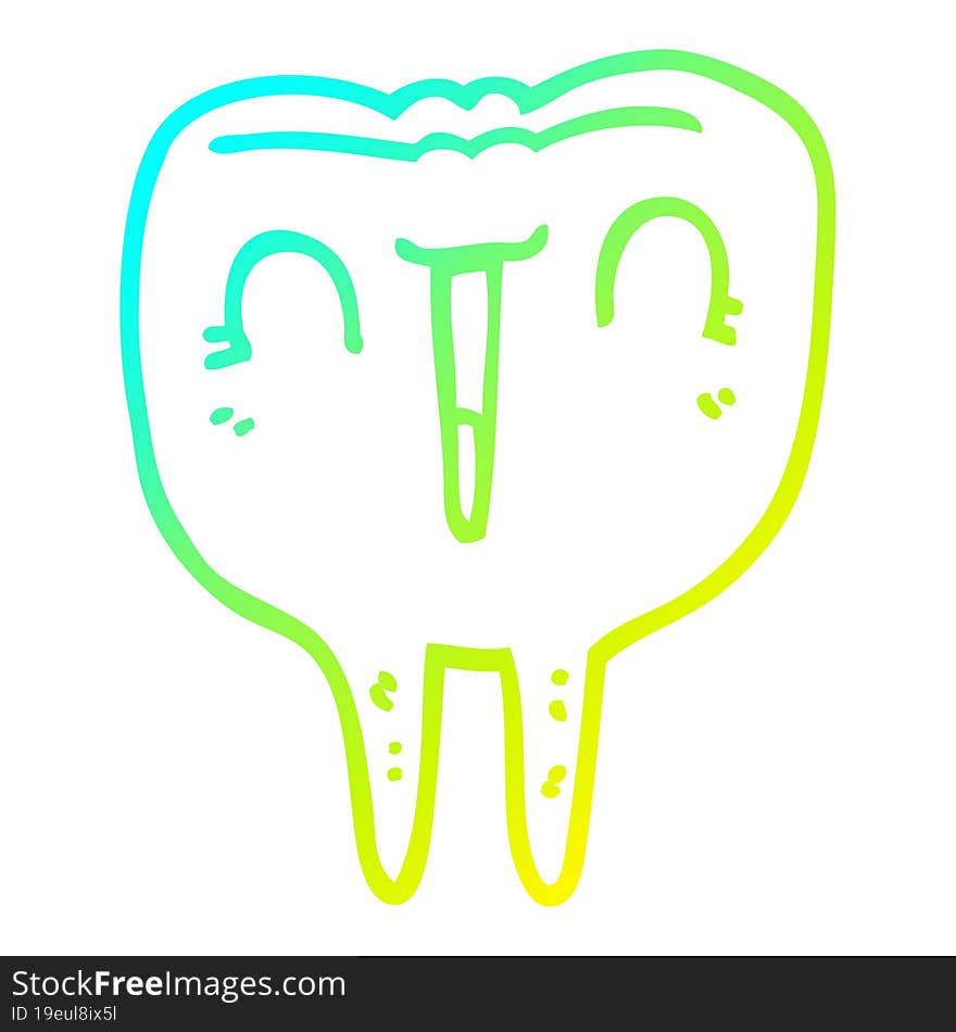 cold gradient line drawing cartoon happy tooth