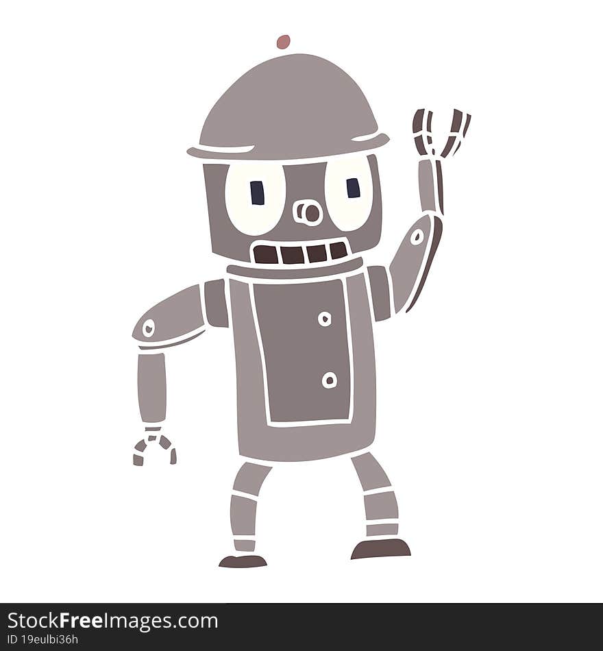 cartoon doodle robot waving