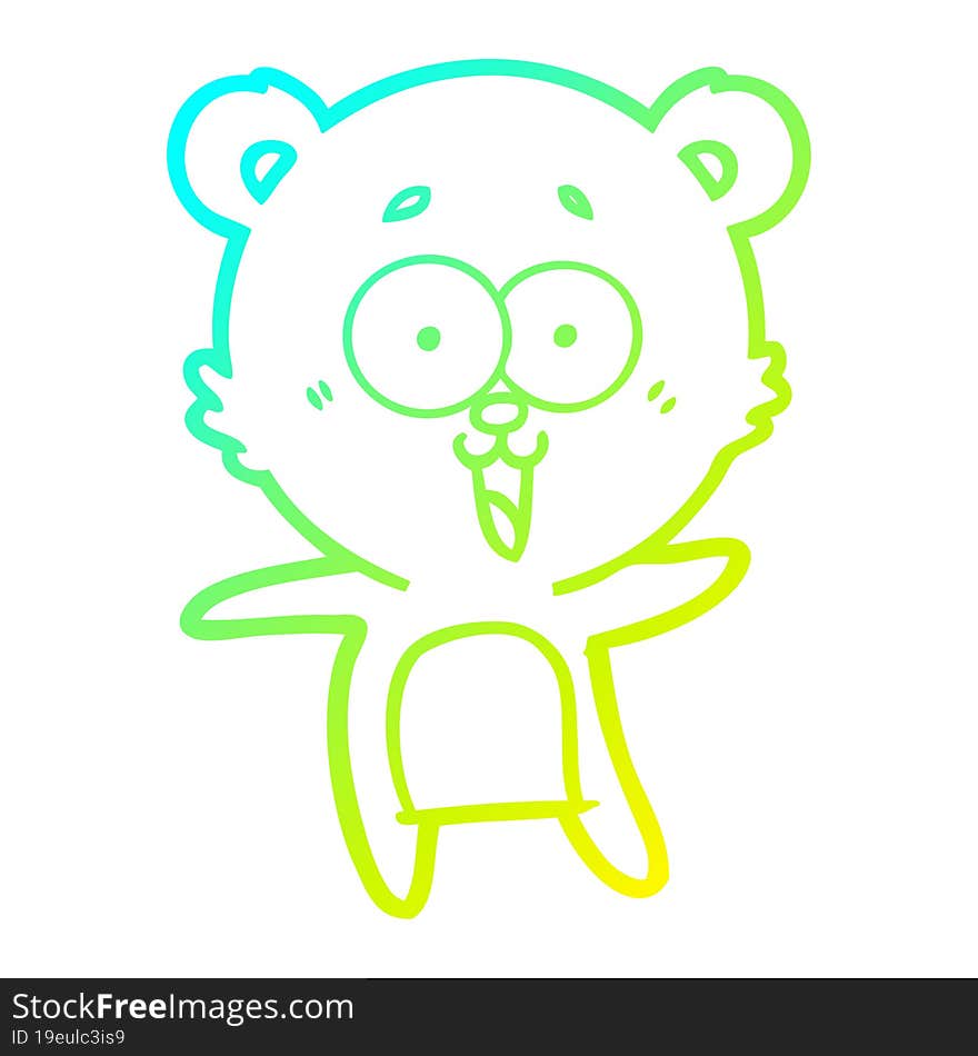 cold gradient line drawing of a laughing teddy  bear cartoon