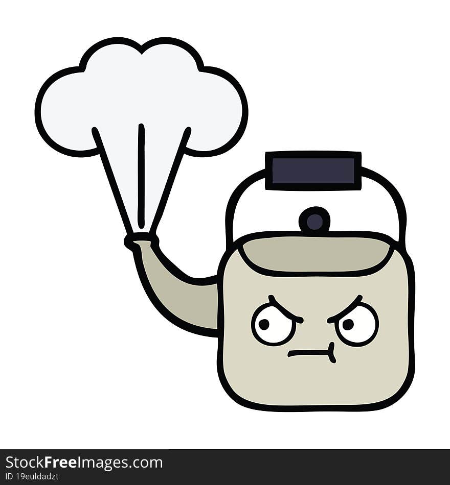 cute cartoon steaming kettle