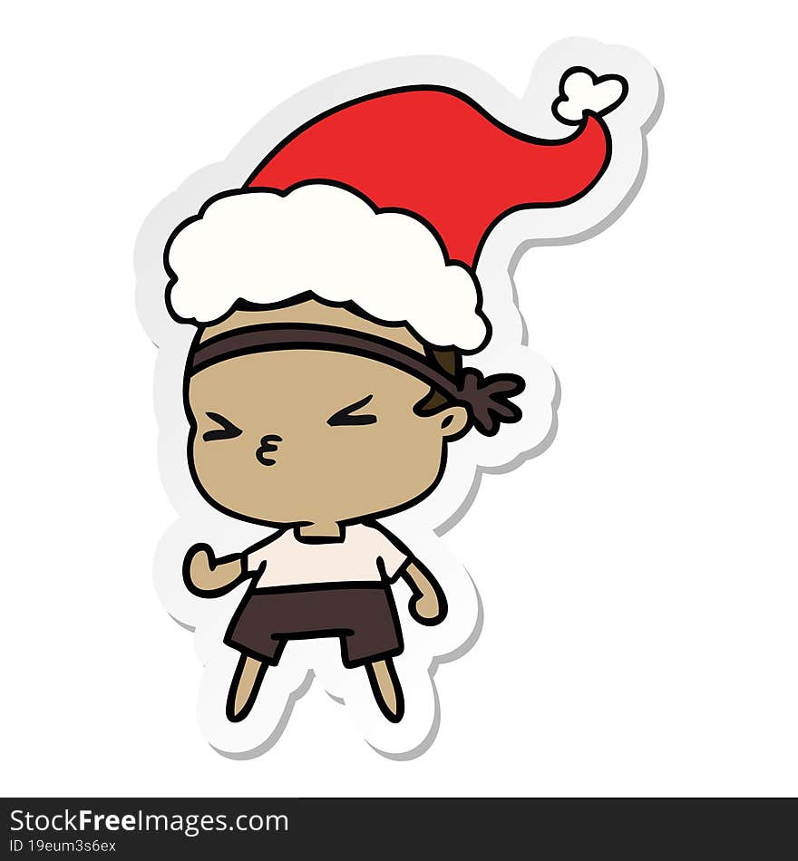 christmas sticker cartoon of kawaii boy