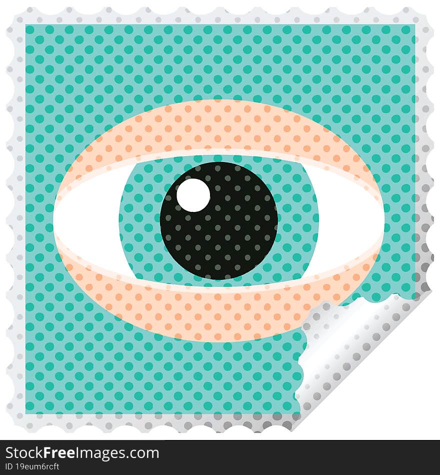 staring eye graphic square sticker stamp. staring eye graphic square sticker stamp