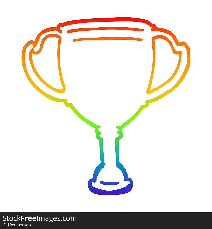 Rainbow Gradient Line Drawing Cartoon Sports Trophy