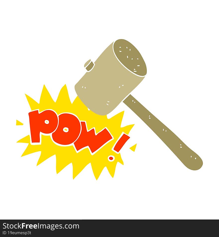 flat color illustration of a cartoon wooden mallet