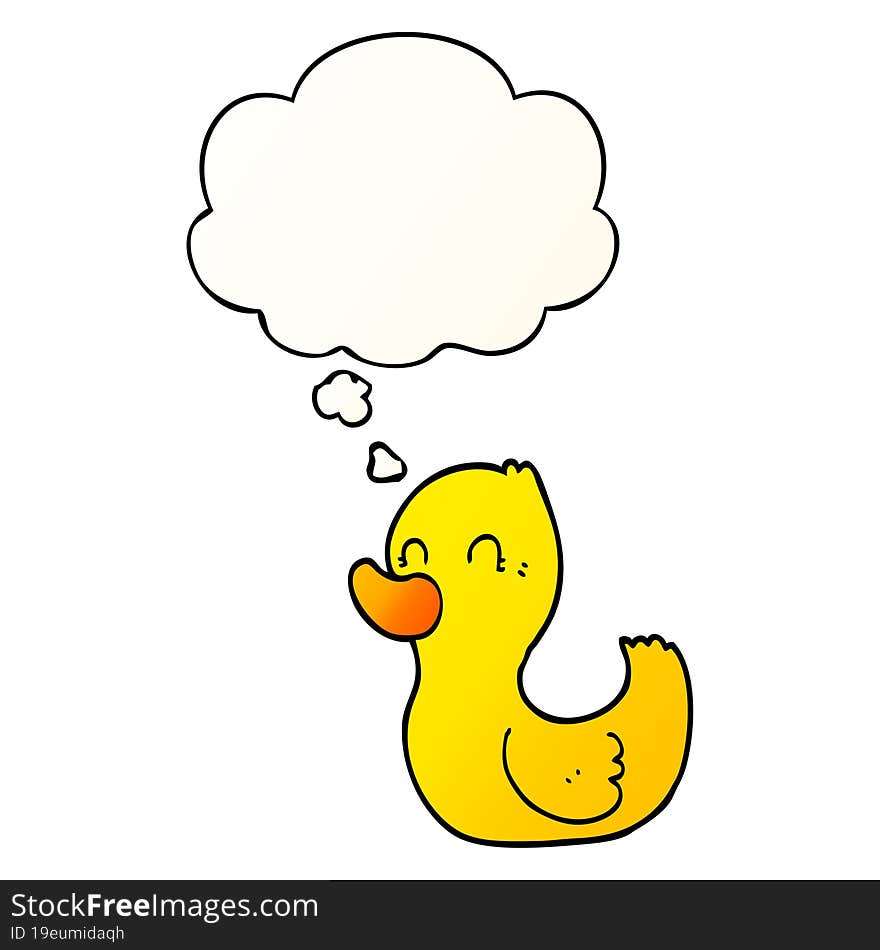 Cartoon Duck And Thought Bubble In Smooth Gradient Style