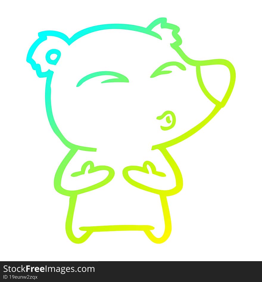 Cold Gradient Line Drawing Cartoon Whistling Bear