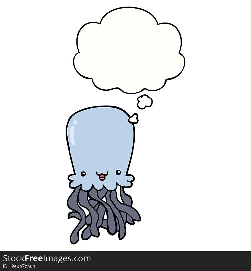 Cartoon Octopus And Thought Bubble