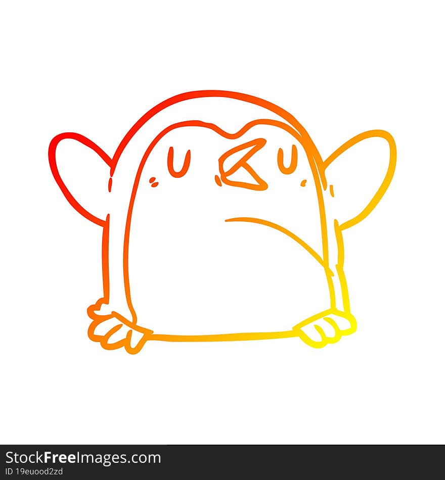 warm gradient line drawing Cartoon penguin