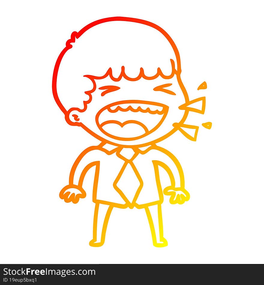 Warm Gradient Line Drawing Cartoon Laughing Man