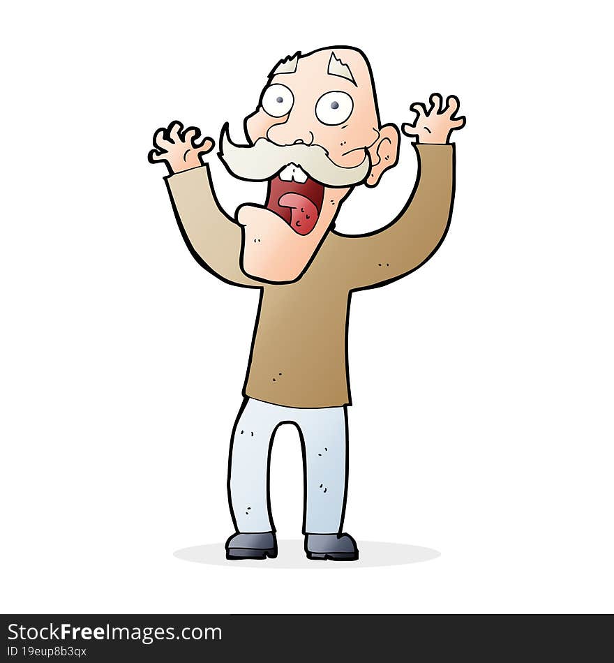 cartoon old man getting a fright