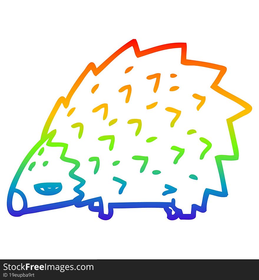 rainbow gradient line drawing cartoon angry hedgehog