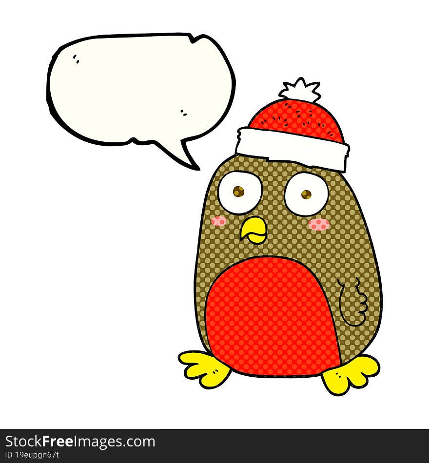 comic book speech bubble cartoon christmas robin