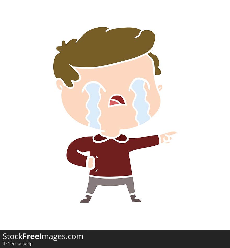 flat color style cartoon man crying