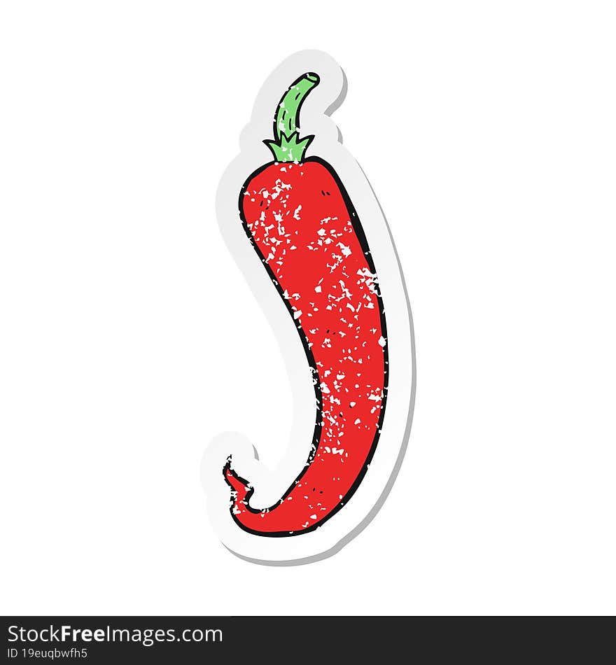 retro distressed sticker of a cartoon chilli pepper