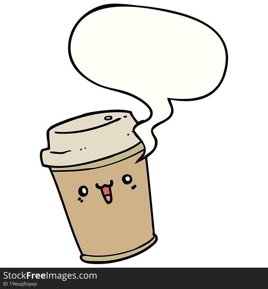 Cartoon Take Out Coffee And Speech Bubble