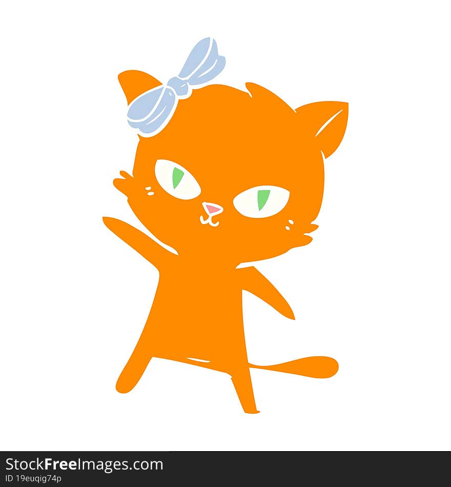 Cute Flat Color Style Cartoon Cat