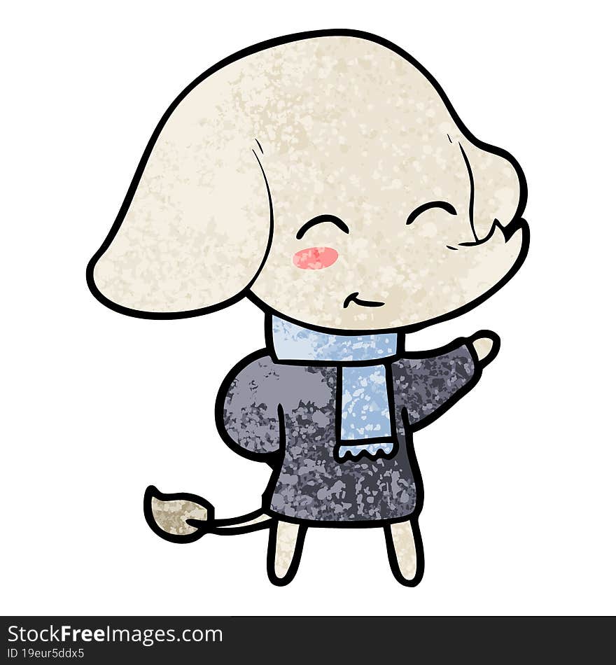 cute cartoon elephant in winter clothes. cute cartoon elephant in winter clothes