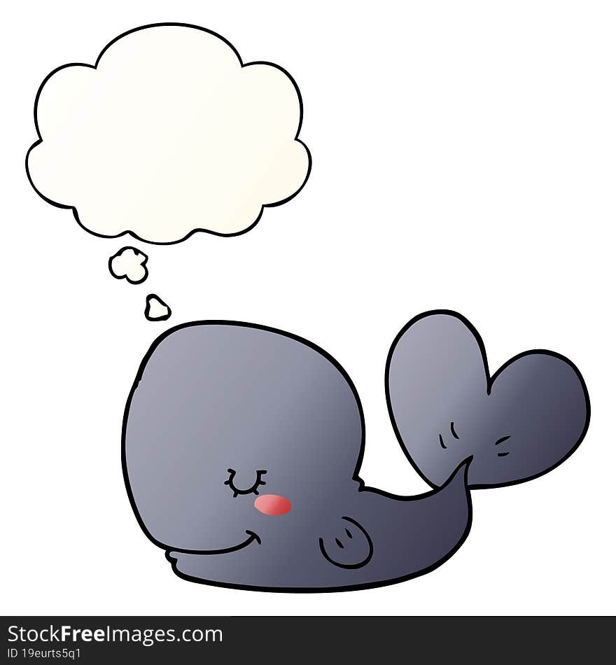 Cartoon Whale And Thought Bubble In Smooth Gradient Style