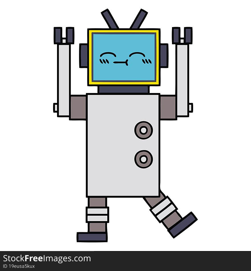 Cute Cartoon Happy Robot