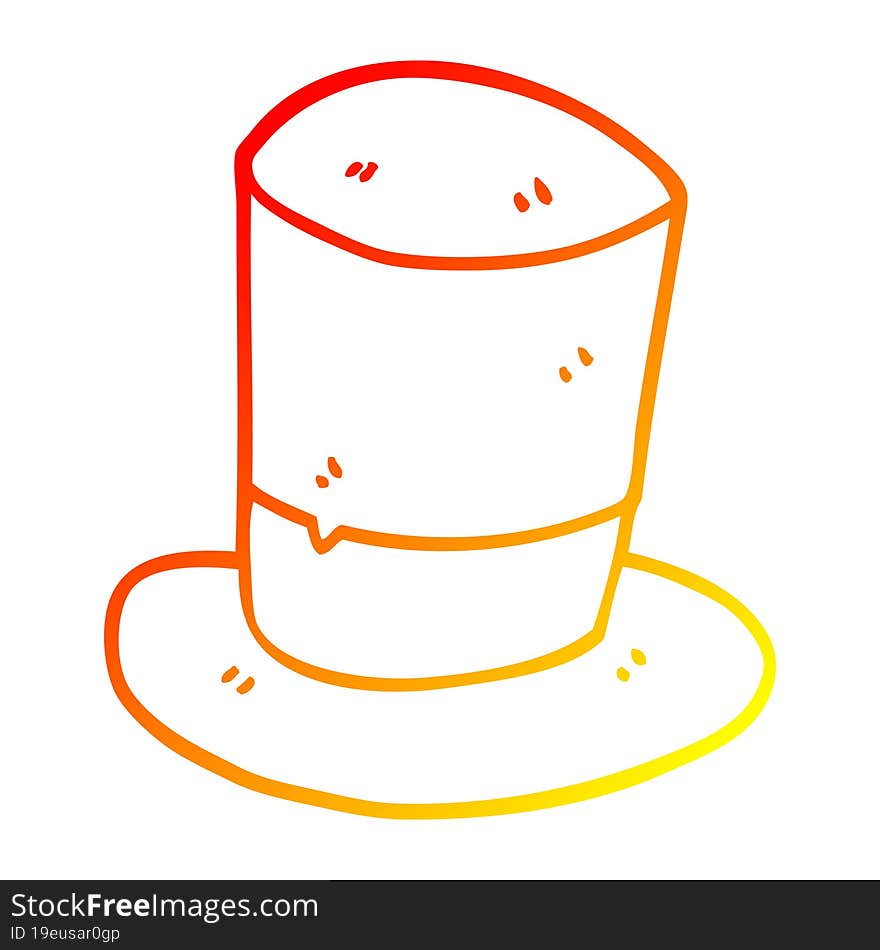 warm gradient line drawing of a cartoon top hat