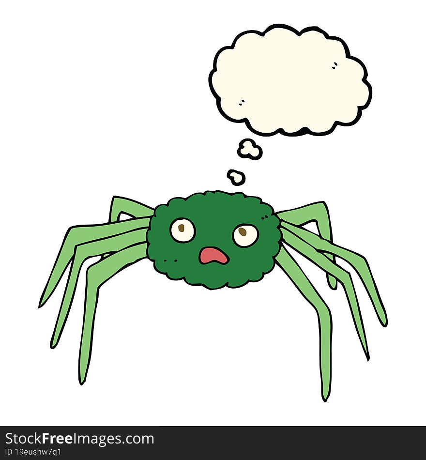 cartoon spider with thought bubble