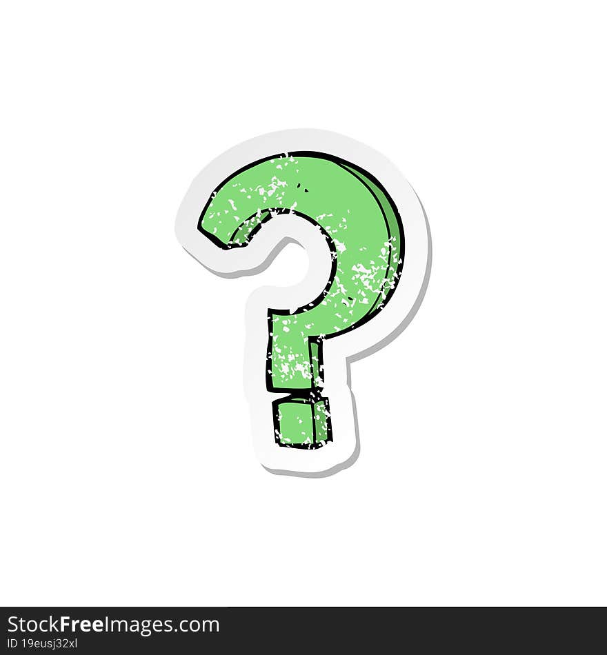 retro distressed sticker of a cartoon question mark